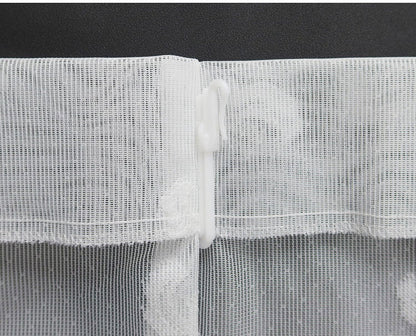 日本製 フリーカットレースカーテン 巾100cm×丈250cm ペイズリー柄 小さな柄 リーフ風 2枚組 自由に長さ変更 ハサミでカット 丈調整可能 調整可能なフック付き 取り付け簡単 程よい透け感(代引不可)