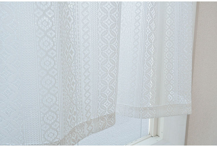 日本製 防炎 ボーダー柄 小窓カーテン 北欧風 程よい透け感 巾100cm×丈120cm ホワイト 突っ張り棒 キッチン トイレ 出窓 お洒落 防炎加工 簡単取り付け(代引不可)
