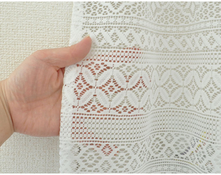 日本製 防炎 ボーダー柄 カフェカーテン 北欧風 程 よい透け感 巾150cm×丈50cm ホワイト 突っ張り棒 キッチン トイレ 小窓 出窓 お洒落 防炎加工 簡単取り付け(代引不可)