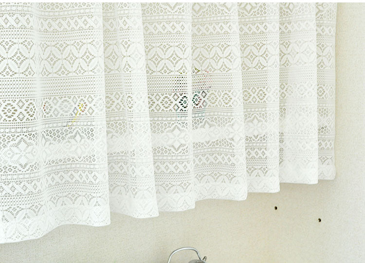 日本製 防炎 ボーダー柄 カフェカーテン 北欧風 程 よい透け感 巾150cm×丈50cm ホワイト 突っ張り棒 キッチン トイレ 小窓 出窓 お洒落 防炎加工 簡単取り付け(代引不可)