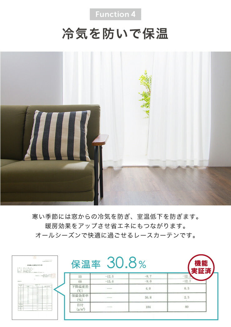 ミラーレースカーテン 【国産 セミオーダー 涼しや 省エネ 高機能 防炎 遮熱 断熱 保温 UVカット 無地調 ミラーレス】 洗える(代引不可)