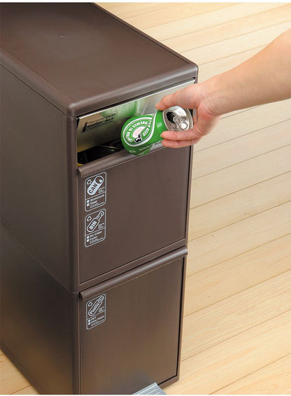 ゴミ箱 分別 2段 キッチン 約 35L LIKE-IT シンプル キャスター付き ペダル式 ごみ箱 分別用 縦型 大容量 プラスチック製 ダストボックス 中身 見えない 扉付き ふた付き 縦長 薄型 スリム(代引不可)