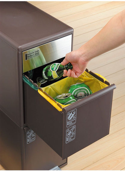 ゴミ箱 分別 2段 キッチン 約 35L LIKE-IT シンプル キャスター付き ペダル式 ごみ箱 分別用 縦型 大容量 プラスチック製 ダストボックス 中身 見えない 扉付き ふた付き 縦長 薄型 スリム(代引不可)