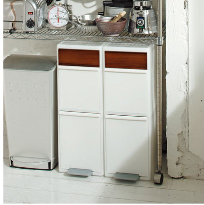 ゴミ箱 2段 木目調 幅25cm 分別 日本製 スリム おしゃれ 資源ゴミ分別ストッカーlike-it ライクイット 分別スイングステーション ワイド 木目調パネル like-it ライクイット(代引不可)