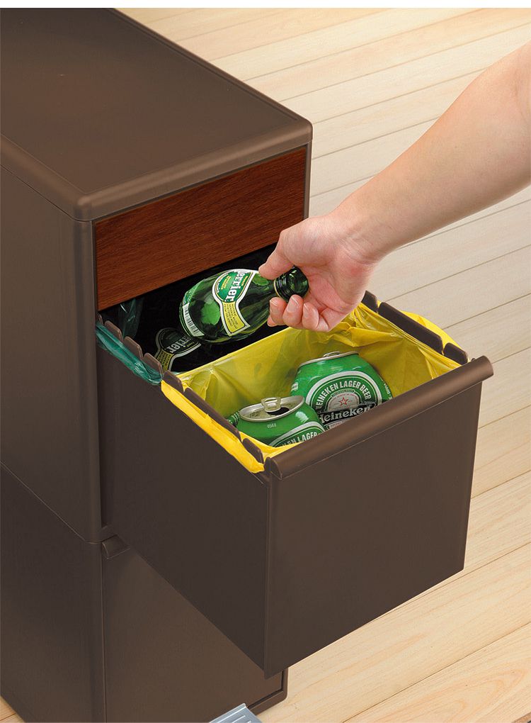 ゴミ箱 2段 木目調 幅25cm 分別 日本製 スリム おしゃれ 資源ゴミ分別ストッカーlike-it ライクイット 分別スイングステーション ワイド 木目調パネル like-it ライクイット(代引不可)