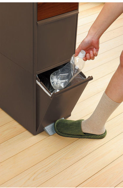 ゴミ箱 2段 木目調 幅25cm 分別 日本製 スリム おしゃれ 資源ゴミ分別ストッカーlike-it ライクイット 分別スイングステーション ワイド 木目調パネル like-it ライクイット(代引不可)