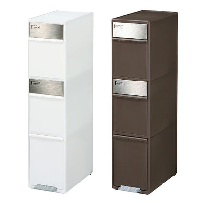 ゴミ箱 分別 3段 キッチン 約55L LIKE-IT シンプル キャスター付き ペダル式 ごみ箱 分別用 縦型 大容量 プラスチック製 ダストボックス 中身 見えない 扉付き ふた付き 縦長 薄型(代引不可)