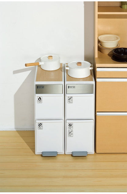 ゴミ箱 分別 スリム おしゃれ 資源ゴミ分別ストッカー 分別スイングステーション専用 リバーシブル木天板 ライクイット ちょい置き 作業台 荷物置き オーク調 ウォールナット調(代引不可)