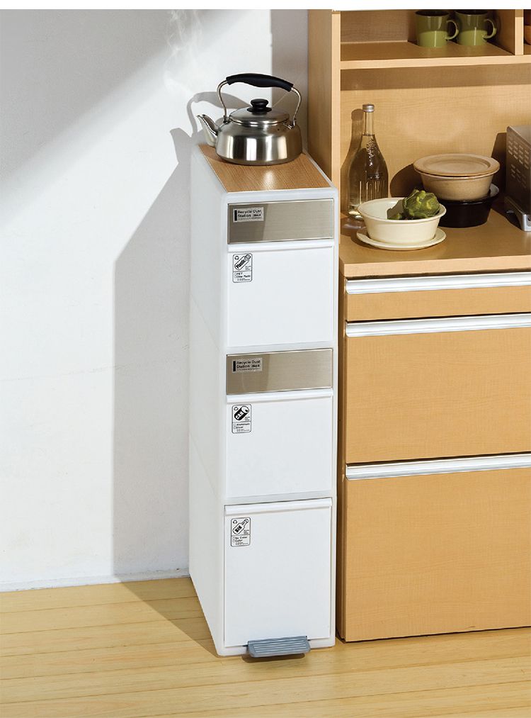 ゴミ箱 分別 スリム おしゃれ 資源ゴミ分別ストッカー 分別スイングステーション専用 リバーシブル木天板 ライクイット ちょい置き 作業台 荷物置き オーク調 ウォールナット調(代引不可)