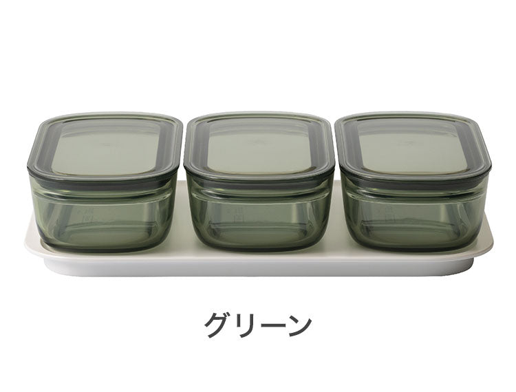 トレー セット ライクイット like-it 調理ができる保存容器 Mサイズ 密閉 おしゃれ 耐熱 時短 電子レンジ 食洗機 冷凍 パッキン 作り置き レンチン クリア グレー グリーン(代引不可)