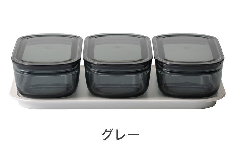 トレー セット ライクイット like-it 調理ができる保存容器 Mサイズ 密閉 おしゃれ 耐熱 時短 電子レンジ 食洗機 冷凍 パッキン 作り置き レンチン クリア グレー グリーン(代引不可)