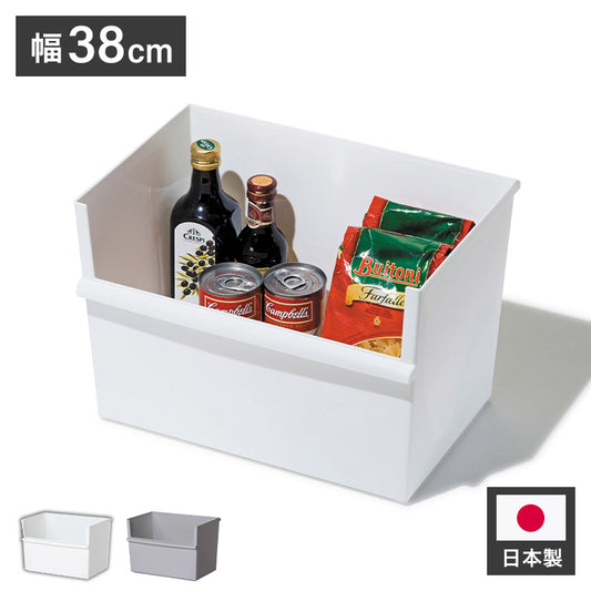 ライクイット (like-it) 小物収納 レトルト食品 収納 ケース コンテナー ワイド 深型 約幅38x奥26.8x高26cm グレー 日本製 JTR-01 リサイクルプラスチック30%以上配合 収納ボックス パントリー収納(代引不可)