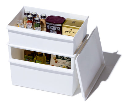 ライクイット (like-it) 小物収納 レトルト食品 収納 ケース コンテナー ワイド 深型 約幅38x奥26.8x高26cm グレー 日本製 JTR-01 リサイクルプラスチック30%以上配合 収納ボックス パントリー収納(代引不可)