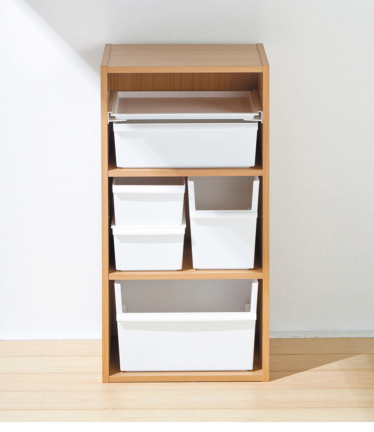 ライクイット (like-it) 小物収納 レトルト食品 収納 ケースコンテナー ワイド 浅型 約幅38x奥27.3x高13cm 日本製 JTR-02 リサイクルプラスチック30%以上配合 収納ボックス パントリー収納(代引不可)