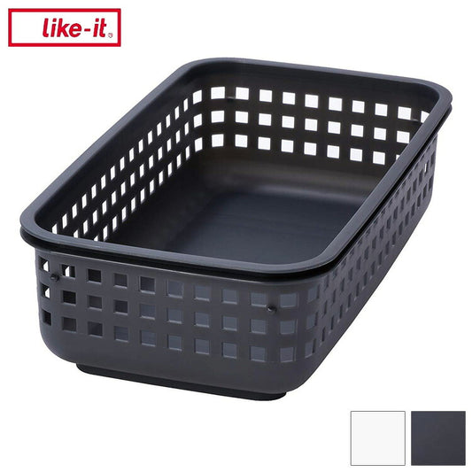 ライクイット (like-it) ランドリー 洗濯 収納 スタッキング可能 ランドリーバスケット (SS) 約幅25.5x奥45.5x高12.5cm ホワイト LBB-14C バイオマスプラスチック(代引不可)