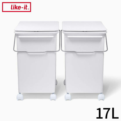 ライクイット (like-it) フタ付きゴミ箱 2個組 キャスター付 プッシュオープントラッシュビン 17L スリム 2個組 (キャスター付) ホワイト 日本製 LBD-21 2P_C(代引不可)