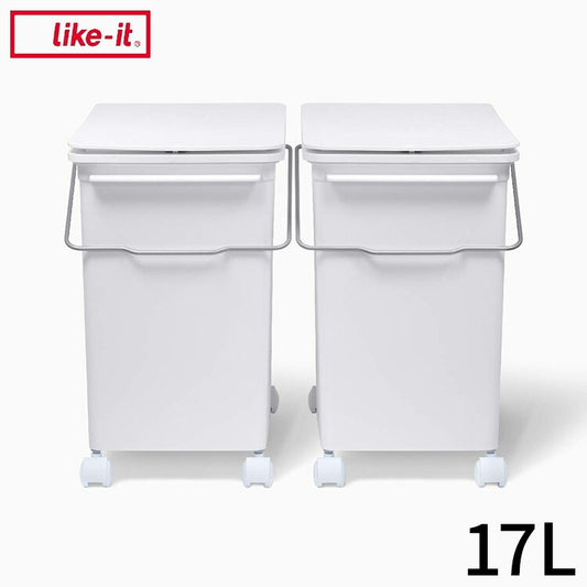ライクイット (like-it) フタ付きゴミ箱 2個組 キャスター付 プッシュオープントラッシュビン 17L スリム 2個組 (キャスター付) ホワイト 日本製 LBD-21 2P_C(代引不可)