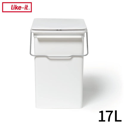 ライクイット (like-it) フタ付きゴミ箱 プッシュオープン トラッシュビン 浅型 約17L ダストボックス ホワイト 日本製 LBD-21 片手で捨てられる 分別 スリム ゴミ箱17L(代引不可)