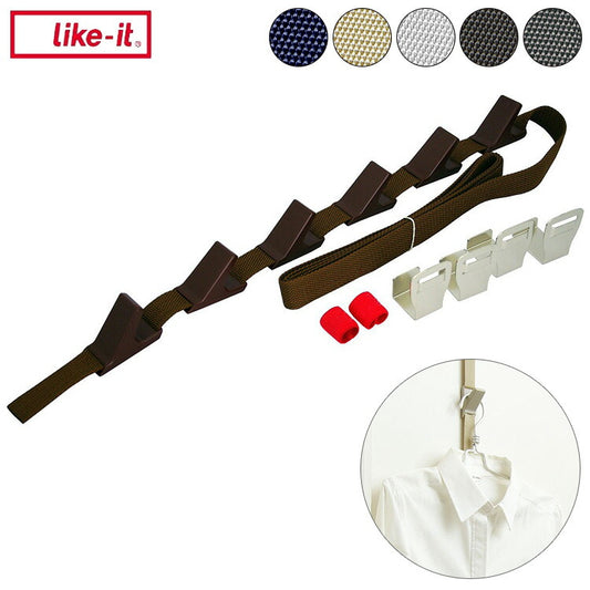 ライクイット (like-it) 壁掛け収納 取付簡単 ドアフック (フック6個) ブラウン 高さ約240cmまでのドア対応 NDH-01 自転車 ヘルメット 収納 玄関 壁掛け(代引不可)