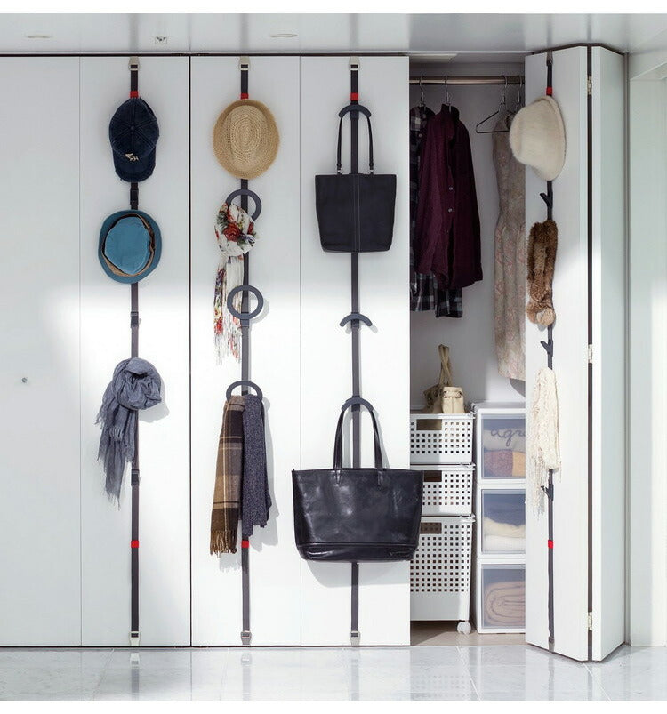 ライクイット (like-it) 壁掛け収納 取付簡単 ドアフック (バッグ用フック4個組) ブラウン 高さ約240cmまでのドア対応 NDH-03 自転車 ヘルメット 収納 玄関 壁掛け(代引不可)