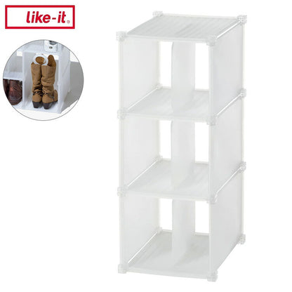 ライクイット (like-it) 靴収納 シューグリッド 3ボックス ナチュラル SG-01L 簡単 組み立て式 工具不要 靴箱 衣類収納ボックス 整理棚 約幅26.5x奥35x高64.5cm(代引不可)
