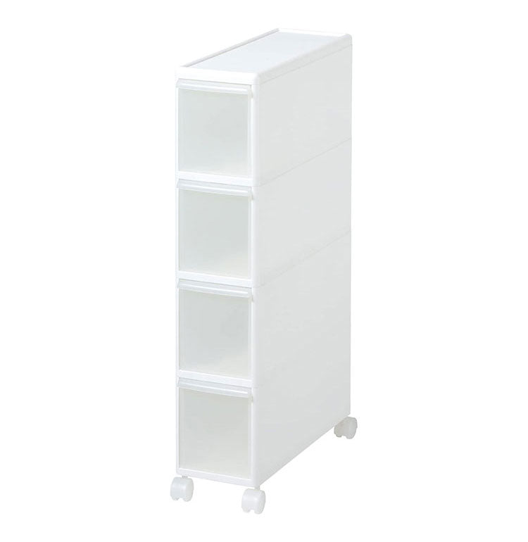 ライクイット ( like-it ) キッチン収納 スリムストレージ トールストッカー ホワイト 4段 キャスター付 日本製 TS-4段 幅17cm デットスペース収納 すき間を活用(代引不可)