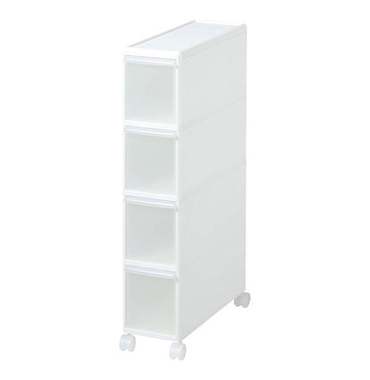 ライクイット ( like-it ) キッチン収納 スリムストレージ トールストッカー ホワイト 4段 キャスター付 日本製 TS-4段 幅17cm デットスペース収納 すき間を活用(代引不可)