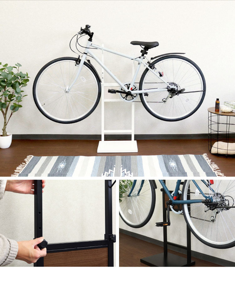 自転車スタンド 1台用 室内保管用 Lex レック 盗難防止 6段階 高さ調整可能 保護チューブ付き 自転車を傷つけない 木目プレート スタンド 自転車 固定 室内 転倒防止 おしゃれ サイクル 省スペース(代引不可)