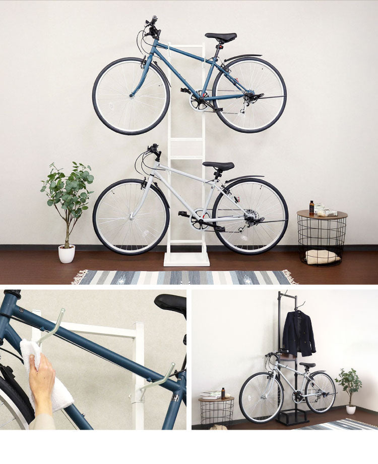 自転車スタンド 2台用 室内保管用 Lex レック 盗難防止 6段階 高さ調整可能 保護チューブ付き 自転車を傷つけない 木目プレート スタンド 自転車 固定 室内 転倒防止 おしゃれ サイクル 省スペース(代引不可)