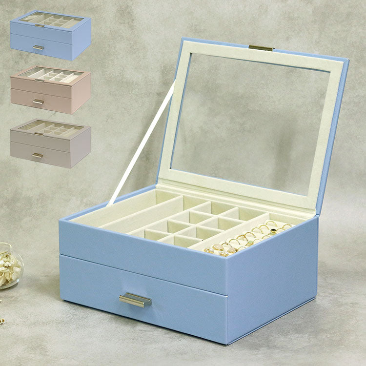 ジュエリーボックス Asha 2段 アシャ アクセサリーボックス ジュエリーケース 収納 大容量 コンパクト 省スペース 宝石箱 ピアス イヤリング 指輪 リング おしゃれ かわいい プレゼント ギフト 贈り物(代引不可)