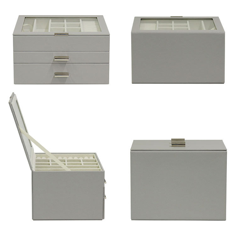 ジュエリーボックス Asha 3段 アシャ アクセサリーボックス ジュエリーケース 収納 大容量 コンパクト 省スペース 宝石箱 ピアス イヤリング 指輪 リング おしゃれ かわいい プレゼント ギフト 贈り物(代引不可)