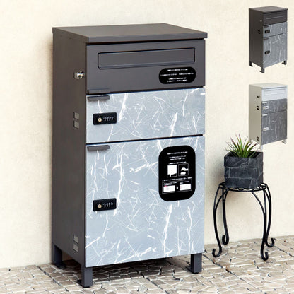 宅配ボックス付ポスト Pietro ピエトロ 宅配2段タイプ 盗難防止 ロック付き 宅配ボックス ポスト 大容量 デリバリーボックス スタンドポスト 宅配 郵便 置き配 玄関 一軒家 マンション アパート(代引不可)