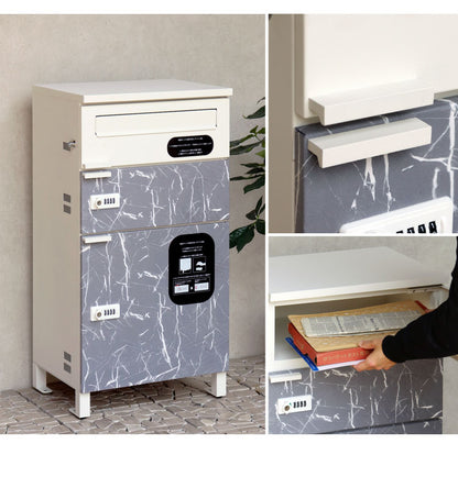 宅配ボックス付ポスト Pietro ピエトロ 宅配2段タイプ 盗難防止 ロック付き 宅配ボックス ポスト 大容量 デリバリーボックス スタンドポスト 宅配 郵便 置き配 玄関 一軒家 マンション アパート(代引不可)