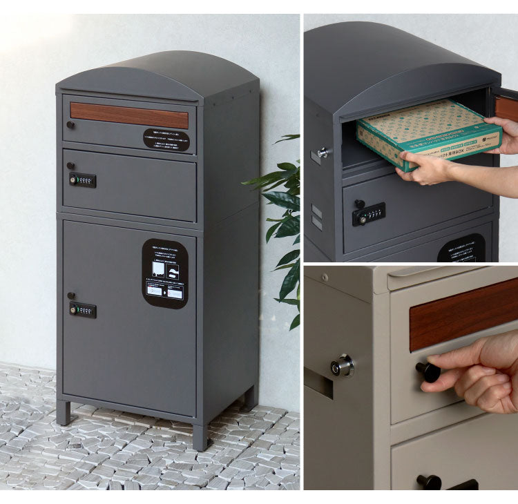 宅配ボックス付ポスト 2段タイプ Primo プリーモ PBX-120 PBX-121 宅配2段タイプ ポスト 宅配ボックス 一体型 プッシュキー シリンダー錠 ポスト付き 大型 郵便ポスト MOJYU 置き配ボックス(代引不可)