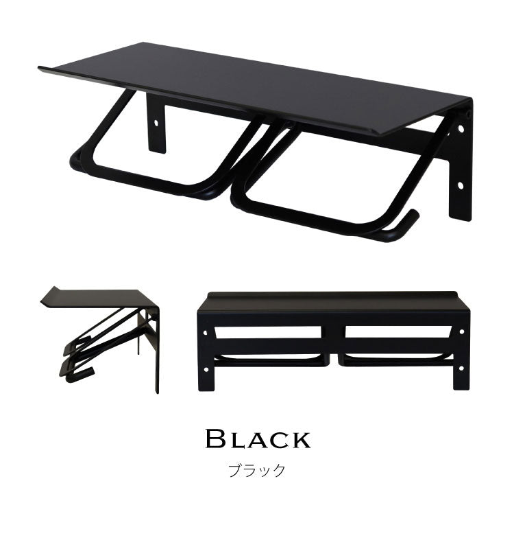 トイレットペーパーホルダー ダブル スチール 二連 アイアン マット シンプル おしゃれ 男前 かっこいい スタイリッシュ シック スマホ置き 収納 棚 ディスプレイ ブラック ホワイト シャンパン(代引不可)