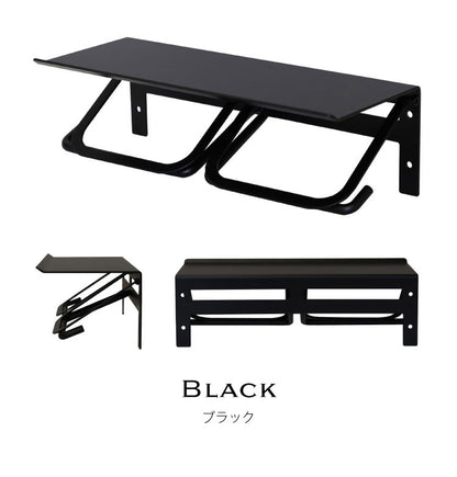 トイレットペーパーホルダー ダブル スチール 二連 アイアン マット シンプル おしゃれ 男前 かっこいい スタイリッシュ シック スマホ置き 収納 棚 ディスプレイ ブラック ホワイト シャンパン(代引不可)