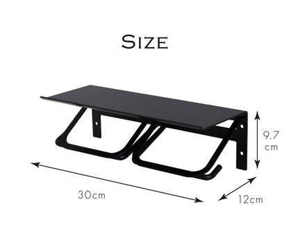 トイレットペーパーホルダー ダブル スチール 二連 アイアン マット シンプル おしゃれ 男前 かっこいい スタイリッシュ シック スマホ置き 収納 棚 ディスプレイ ブラック ホワイト シャンパン(代引不可)