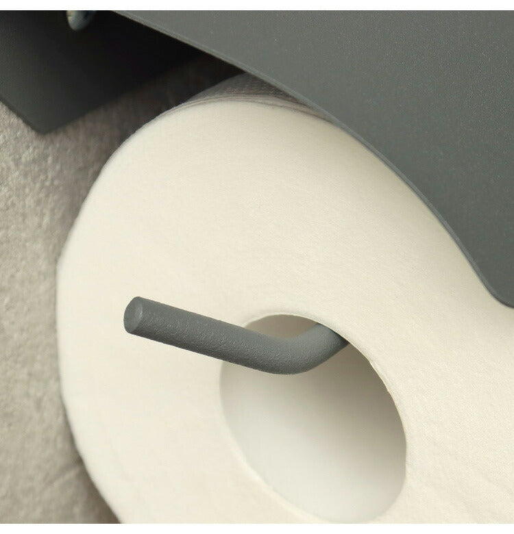 アイアントイレットペーパーホルダー ダブルタイプ マット 二連 スチール 男前 かっこいい レトロ モノトーン カフェ風 アンティーク風 ヴィンテージ 北欧 おしゃれ 簡単設置 ネジ付き 錆びにくい(代引不可)