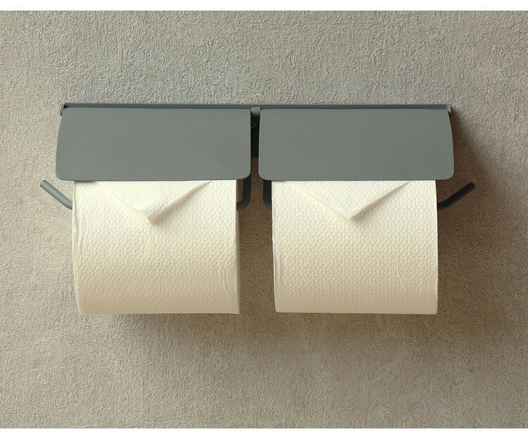 アイアントイレットペーパーホルダー ダブルタイプ マット 二連 スチール 男前 かっこいい レトロ モノトーン カフェ風 アンティーク風 ヴィンテージ 北欧 おしゃれ 簡単設置 ネジ付き 錆びにくい(代引不可)