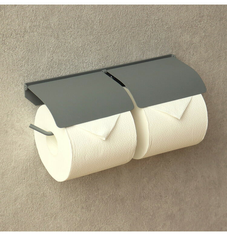 アイアントイレットペーパーホルダー ダブルタイプ マット 二連 スチール 男前 かっこいい レトロ モノトーン カフェ風 アンティーク風 ヴィンテージ 北欧 おしゃれ 簡単設置 ネジ付き 錆びにくい(代引不可)