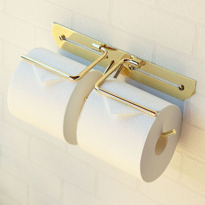 トイレットペーパーホルダー 真鍮 ダブル 高級感 ゴールド 転落防止 インテリア トイレ 洗面所 ペーパーホルダー お手洗い おしゃれ お洒落 オシャレ トイレ用品 日用雑貨 シンプル