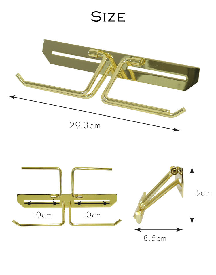 トイレットペーパーホルダー 真鍮 ダブル 高級感 ゴールド 転落防止 インテリア トイレ 洗面所 ペーパーホルダー お手洗い おしゃれ お洒落 オシャレ トイレ用品 日用雑貨 シンプル