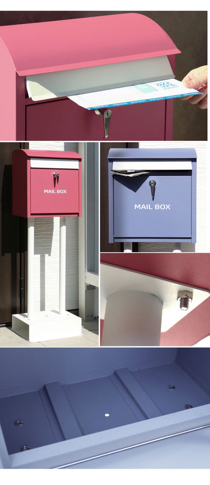 スタンドポスト くすみカラー 大容量 置き型 鍵付き 郵便ポスト 郵便受け 一戸建て用 大きい A4 簡単設置 工事不要 置くだけ シリンダー錠 錆びにくい 新築 シンプル おしゃれ かわいい(代引不可)