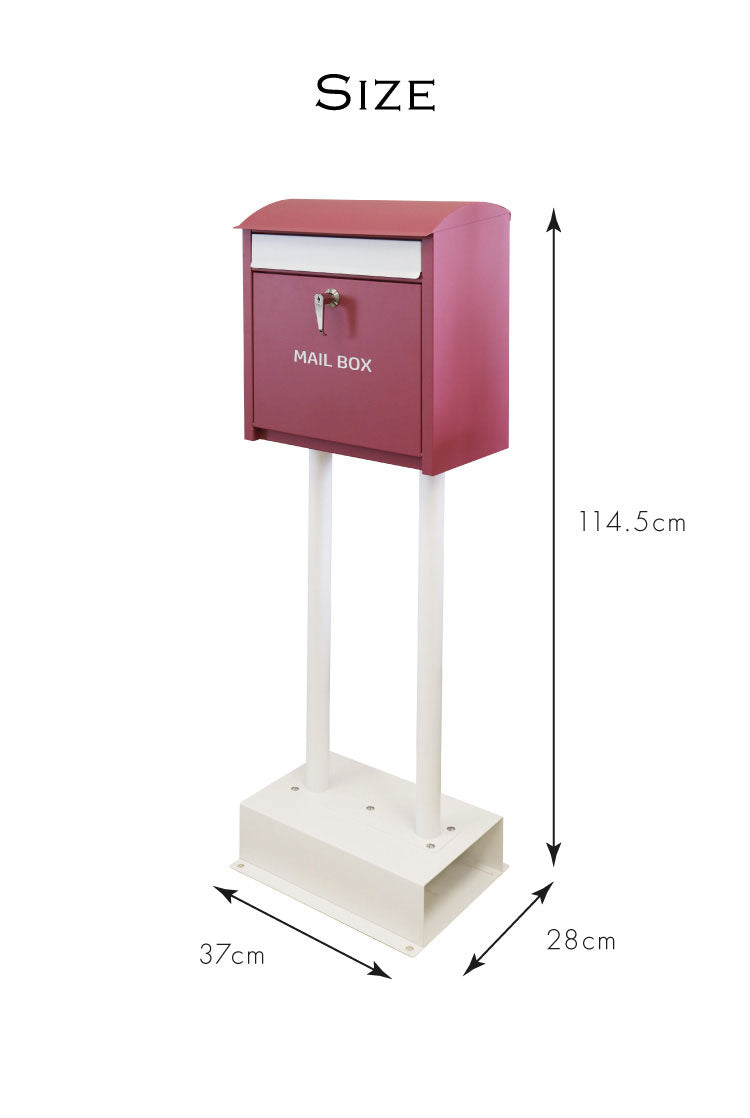 スタンドポスト くすみカラー 大容量 置き型 鍵付き 郵便ポスト 郵便受け 一戸建て用 大きい A4 簡単設置 工事不要 置くだけ シリンダー錠 錆びにくい 新築 シンプル おしゃれ かわいい(代引不可)