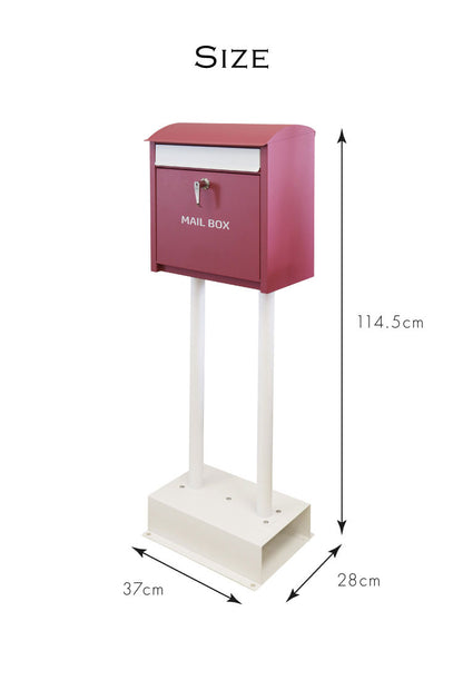 スタンドポスト くすみカラー 大容量 置き型 鍵付き 郵便ポスト 郵便受け 一戸建て用 大きい A4 簡単設置 工事不要 置くだけ シリンダー錠 錆びにくい 新築 シンプル おしゃれ かわいい(代引不可)
