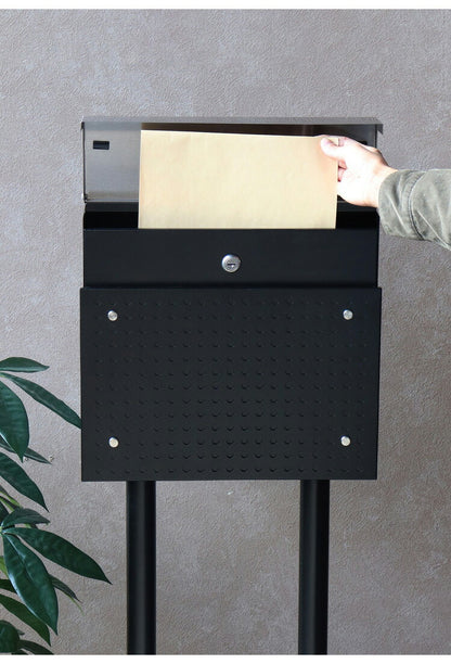 スタンドポスト 工事不要 シリンダー錠 郵便ポスト 郵便受け 新聞受け メールボックス ポスト 玄関 ブラック ホワイト レターパックライト 投函可能 おしゃれ 北欧 新築 一戸建て用 一軒家(代引不可)
