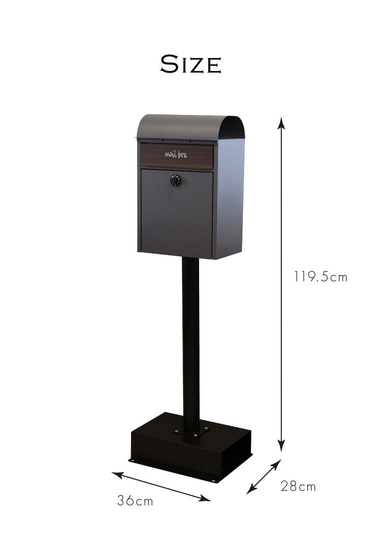 スタンドポスト ダイヤル錠 ポスト 置き型 郵便ポスト 郵便受け スタンドタイプ 置き型ポスト メールボックス スタンド 一戸建て 鍵付き ダイヤル式 A4 大容量 ステンレス 北欧 おしゃれ(代引不可)