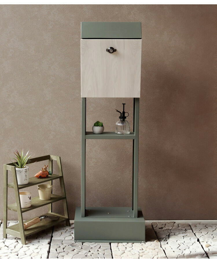 スタンドポスト 工事不要 木目 ヴィンテージ風 レトロ くすみカラー 郵便ポスト 郵便受け 新聞受け メールボックス ポスト 玄関 レターパックライト 投函可能 おしゃれ かわいい 北欧(代引不可)