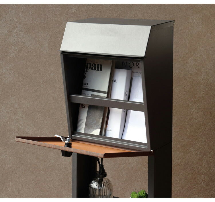 スタンドポスト 工事不要 木目 ヴィンテージ風 レトロ くすみカラー 郵便ポスト 郵便受け 新聞受け メールボックス ポスト 玄関 レターパックライト 投函可能 おしゃれ かわいい 北欧(代引不可)