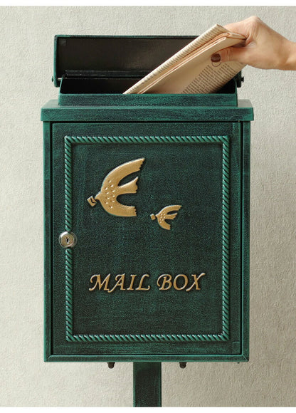 鋳物 スタンドポスト鳥 小鳥 郵便ポスト 郵便受け 新聞受け メールボックス ポスト 玄関 工事不要 アンティーク 投函可能 おしゃれ 北欧 ヴィンテージ レトロ シンプル かわいい(代引不可)